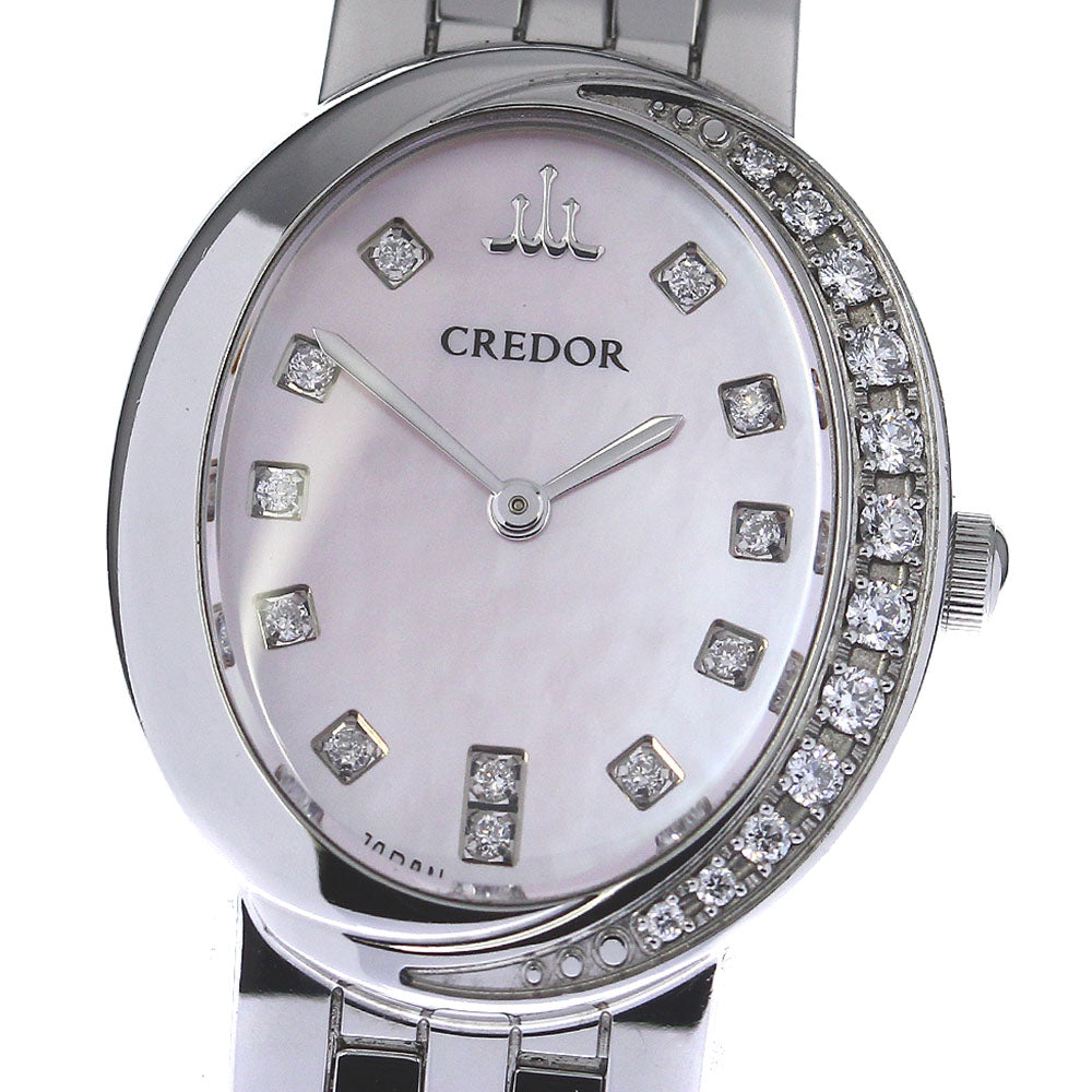 SEIKO CREDOR SIGNO GSWE855/5A70-0BP0 12P diamond bezel Quartz Ladies_805403