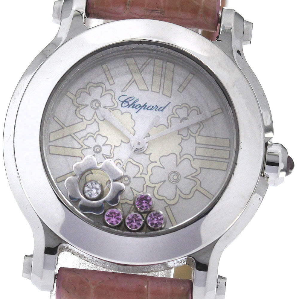 Chopard Happy sports 8509 4P pink sapphire 1P diamond White shell Dial Quartz Ladies Watch_806166