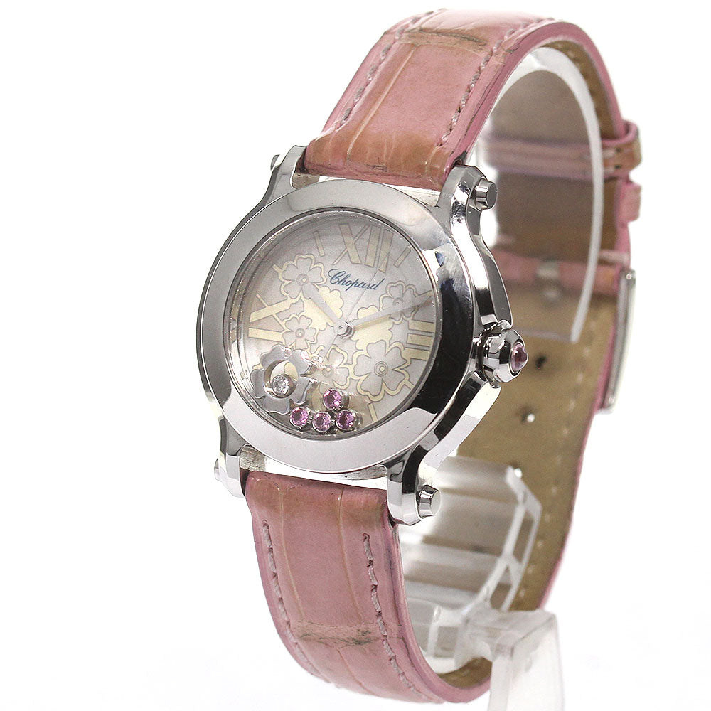 Chopard Happy sports 8509 4P pink sapphire 1P diamond White shell Dial Quartz Ladies Watch_806166