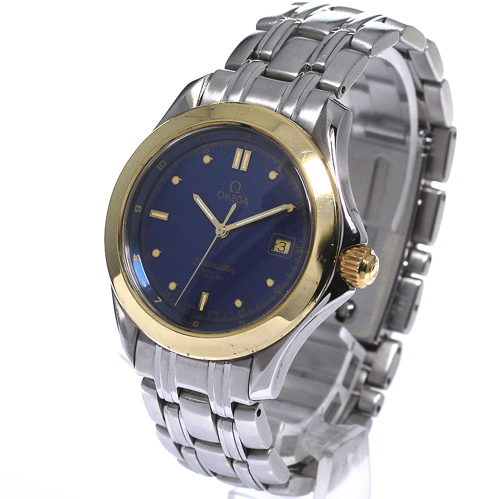 OMEGA Seamaster120 2411.80 YG bezel date Navy Dial Quartz Men's Watch_806479
