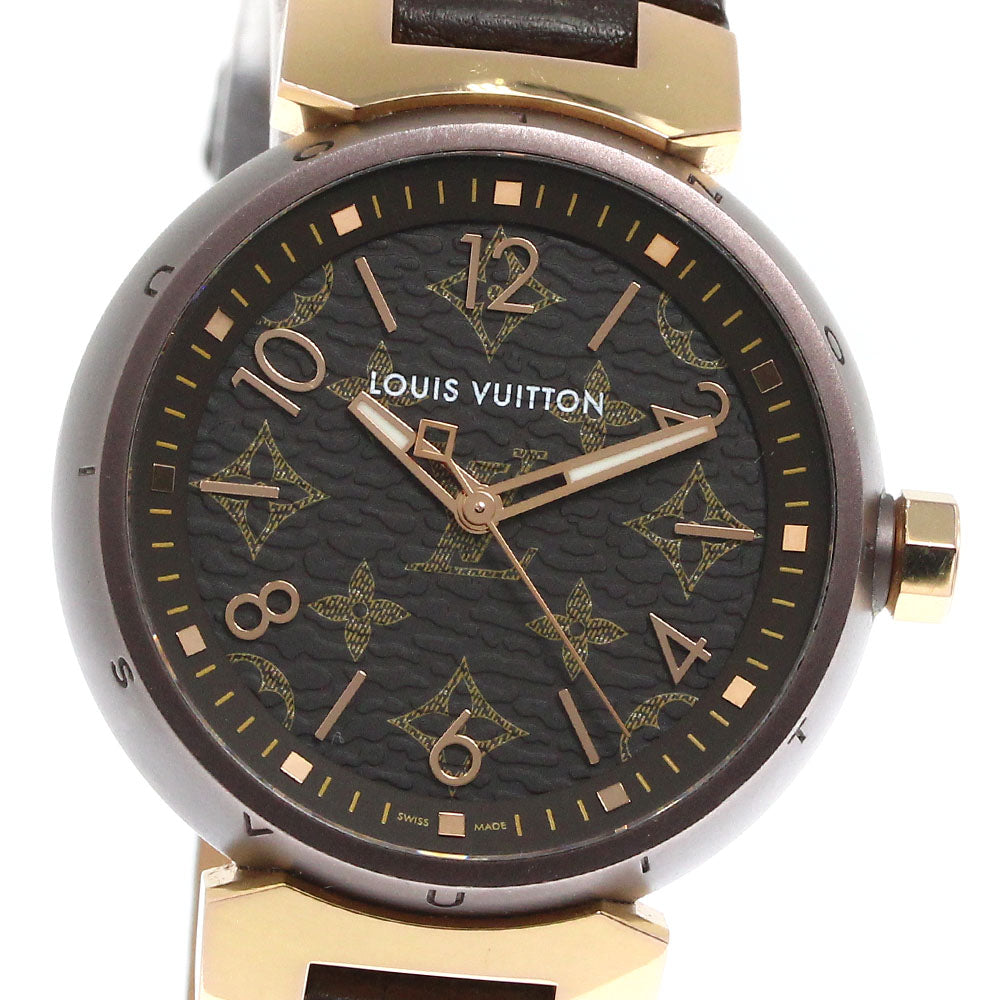 LOUIS VUITTON Tambour MM Monogram QA138 K18 brown & gold Brown Dial Quartz Boy's Watch_806598
