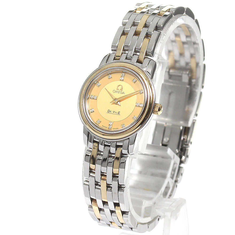 OMEGA De Ville 16P diamond gold Dial Quartz Ladies Watch_807619