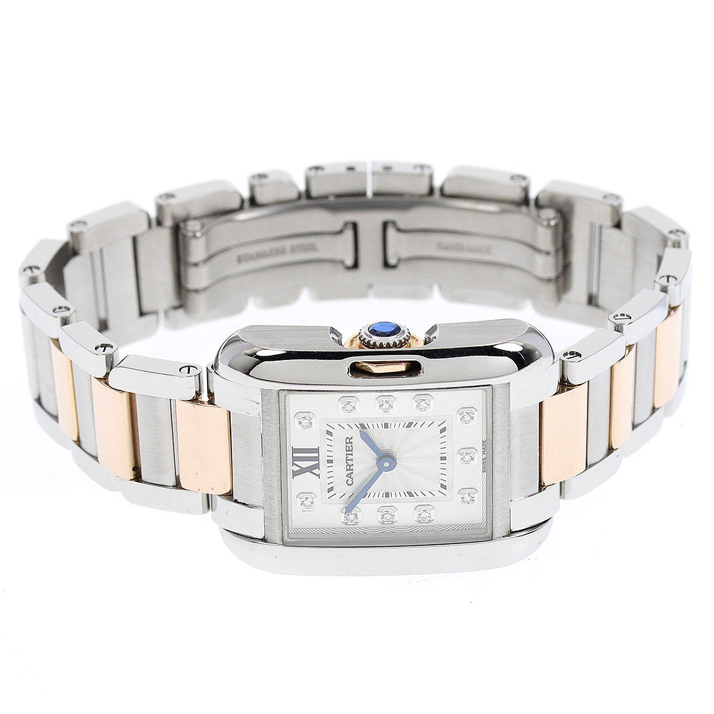 CARTIER Tank Anglaze SM WT100024 PG2 tone 11P diamond Silver Dial Quartz Ladies Watch_807668