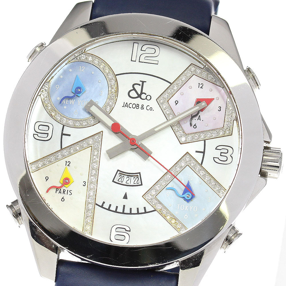 JACOB&CO 5 time zone White shell Dial Quartz Men's Watch_808340