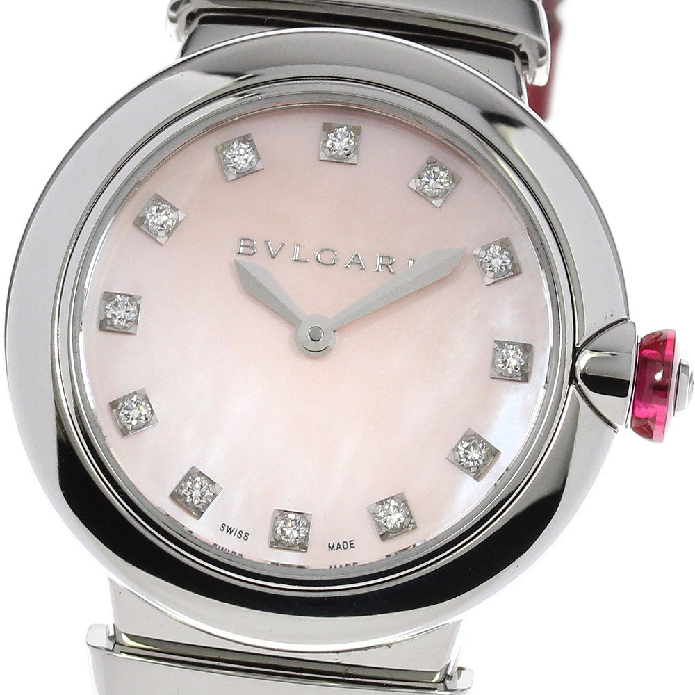 BVLGARI Le chair LU28S 12P diamond Pink shell Dial Quartz Ladies Watch_808372
