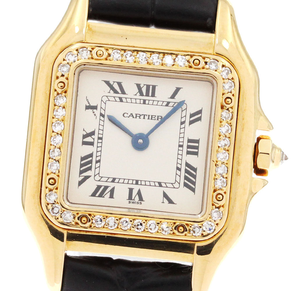 CARTIER PANTHERESM 88370143 K18YG diamond bezel beige Dial Quartz Ladies Watch_808715