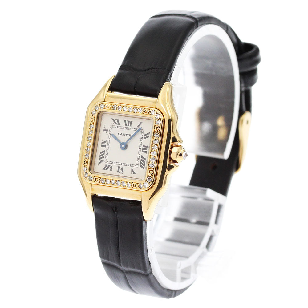 CARTIER PANTHERESM 88370143 K18YG diamond bezel beige Dial Quartz Ladies Watch_808715