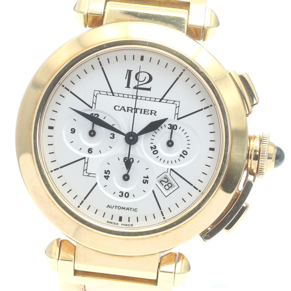 CARTIER Pasha 1.7"" W30201H9 K18YG chronograph Automatic Men's Watch_808719