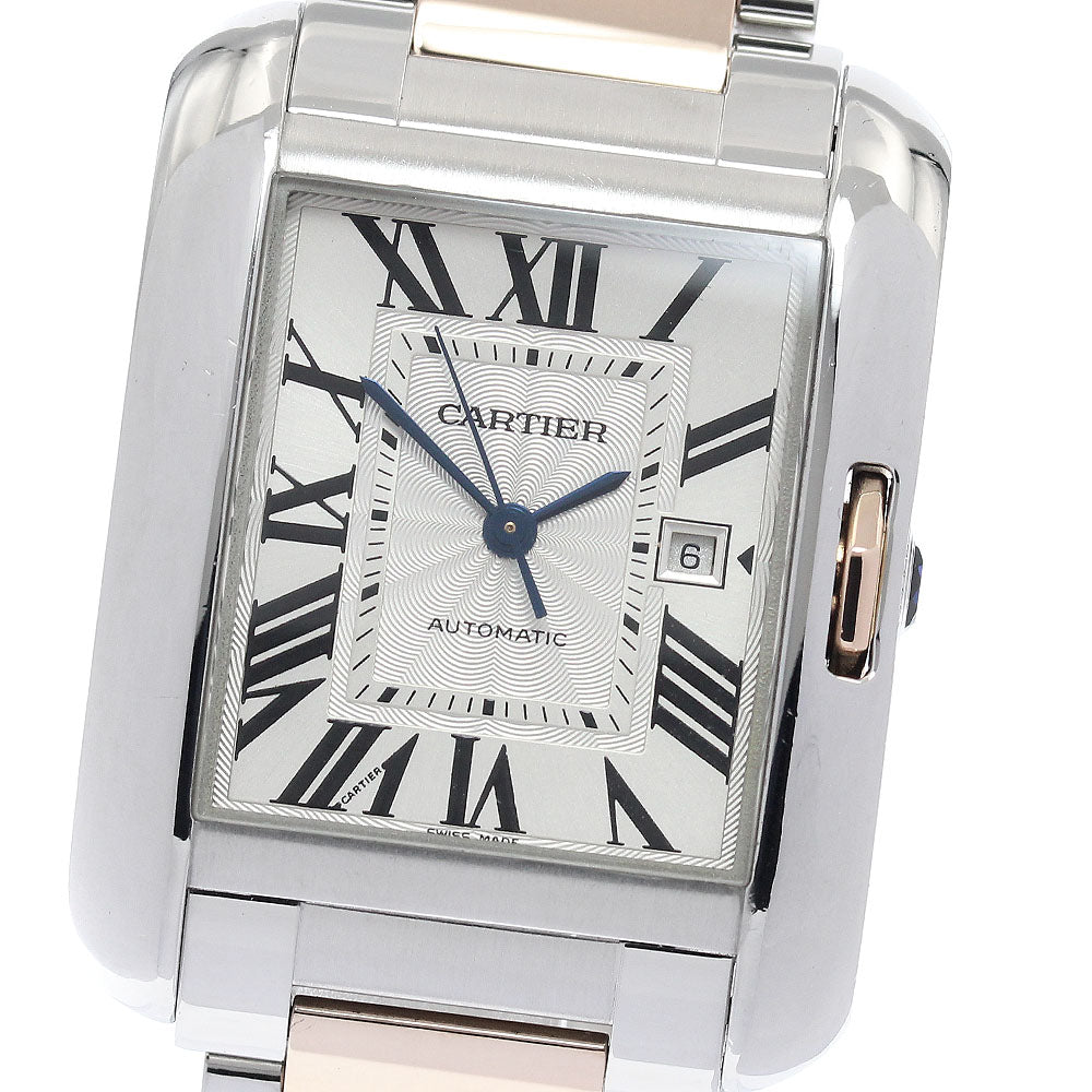 CARTIER Tank Anglaise LM W5310037 Date Silver Dial Automatic Men's Watch_808730