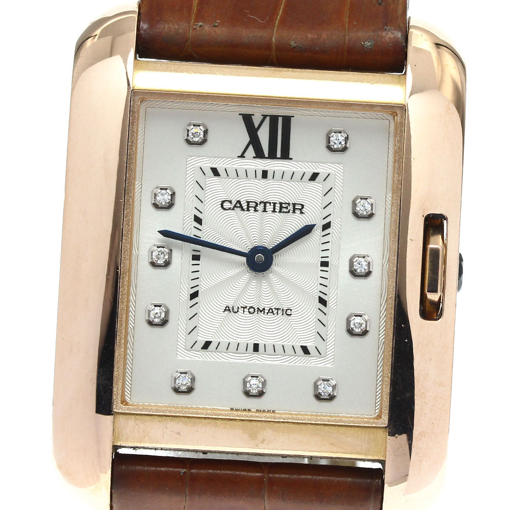 CARTIER Tank Anglaise LM WJTA0006 K18PG 11P diamond Silver Dial Automatic Men's Watch_808767