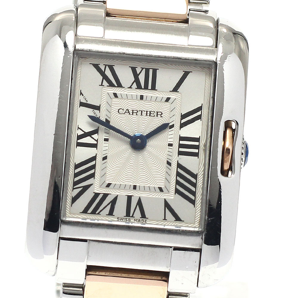 CARTIER Tank Anglaze SM W5310019 PG2 tone Silver Dial Quartz Ladies Watch_808772