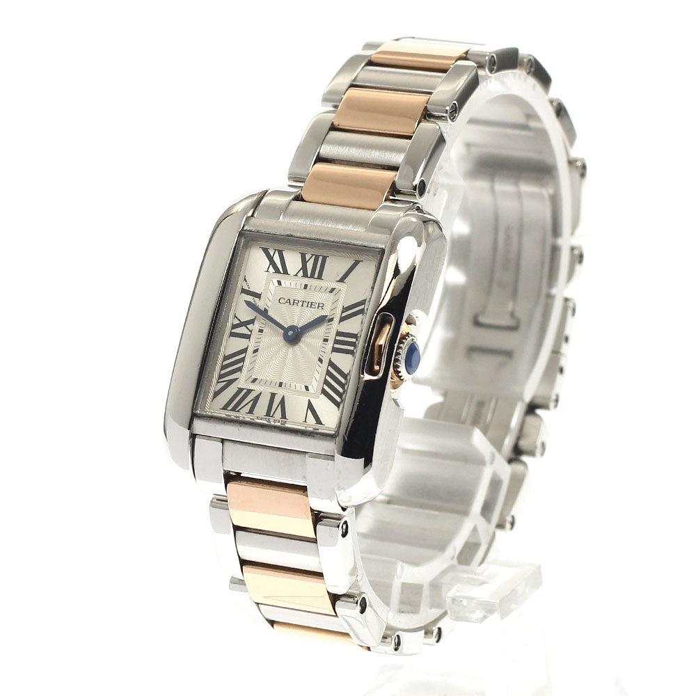 CARTIER Tank Anglaze SM W5310019 PG2 tone Silver Dial Quartz Ladies Watch_808772