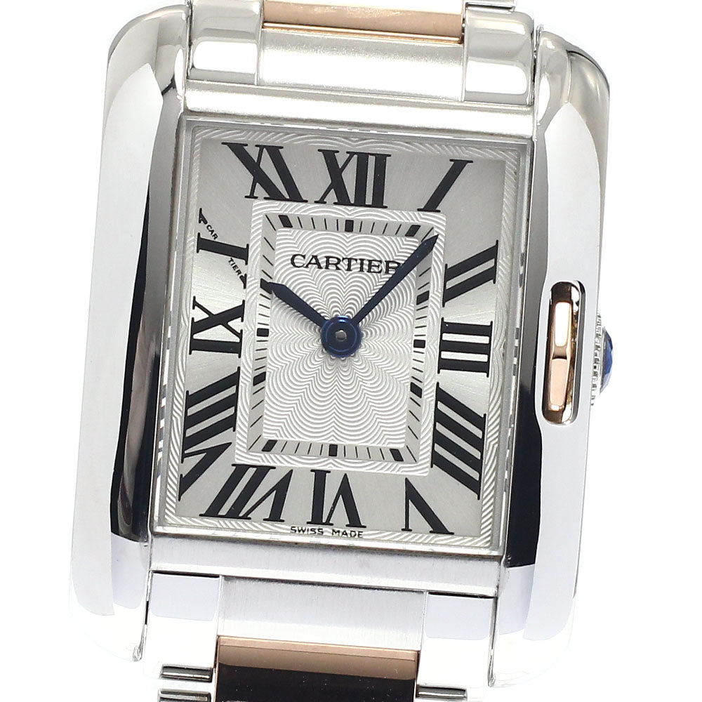 CARTIER Tank Anglaze SM W5310036 PG2 tone Silver Dial Quartz Ladies Watch_808776