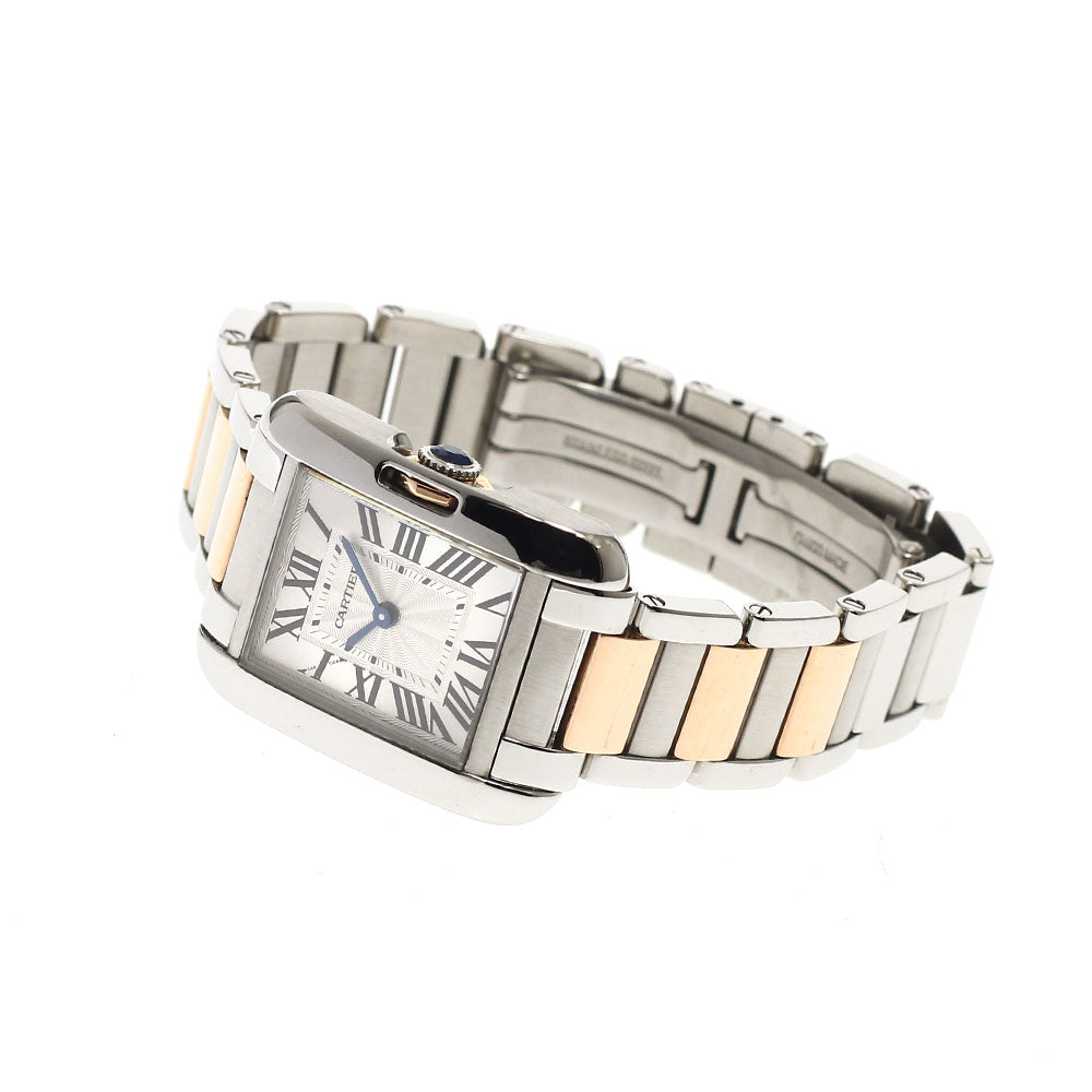 CARTIER Tank Anglaze SM W5310036 PG2 tone Silver Dial Quartz Ladies Watch_808776