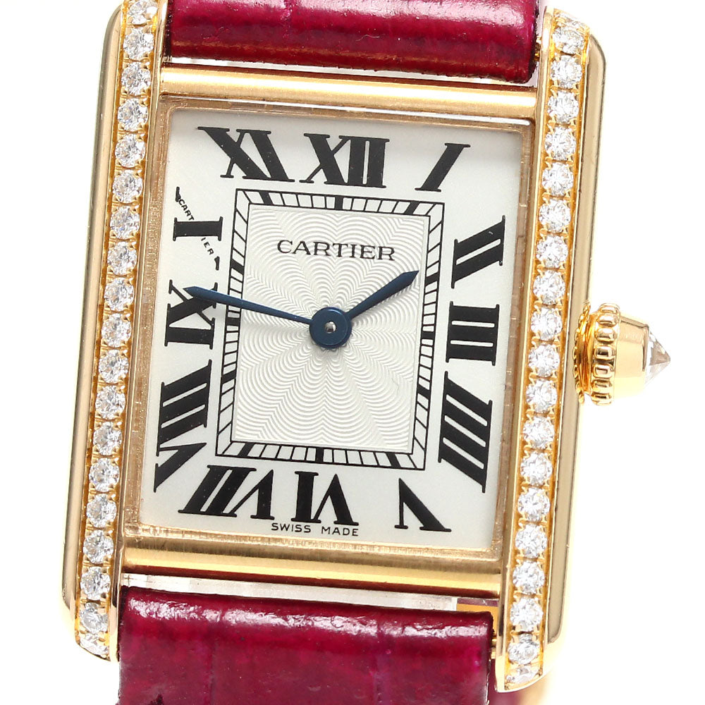 CARTIER Tank Louis SM WJTA0010 K18PG side diamond Silver Dial Hand Winding Ladies Watch_808809