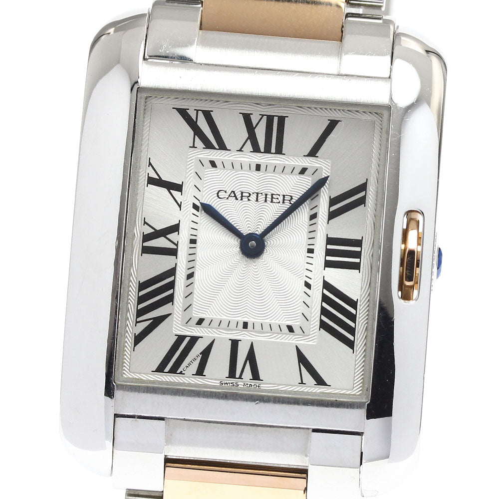 CARTIER Tank Anglaise MM W5310043 2 tone Silver Dial Quartz Boy's Watch_808822