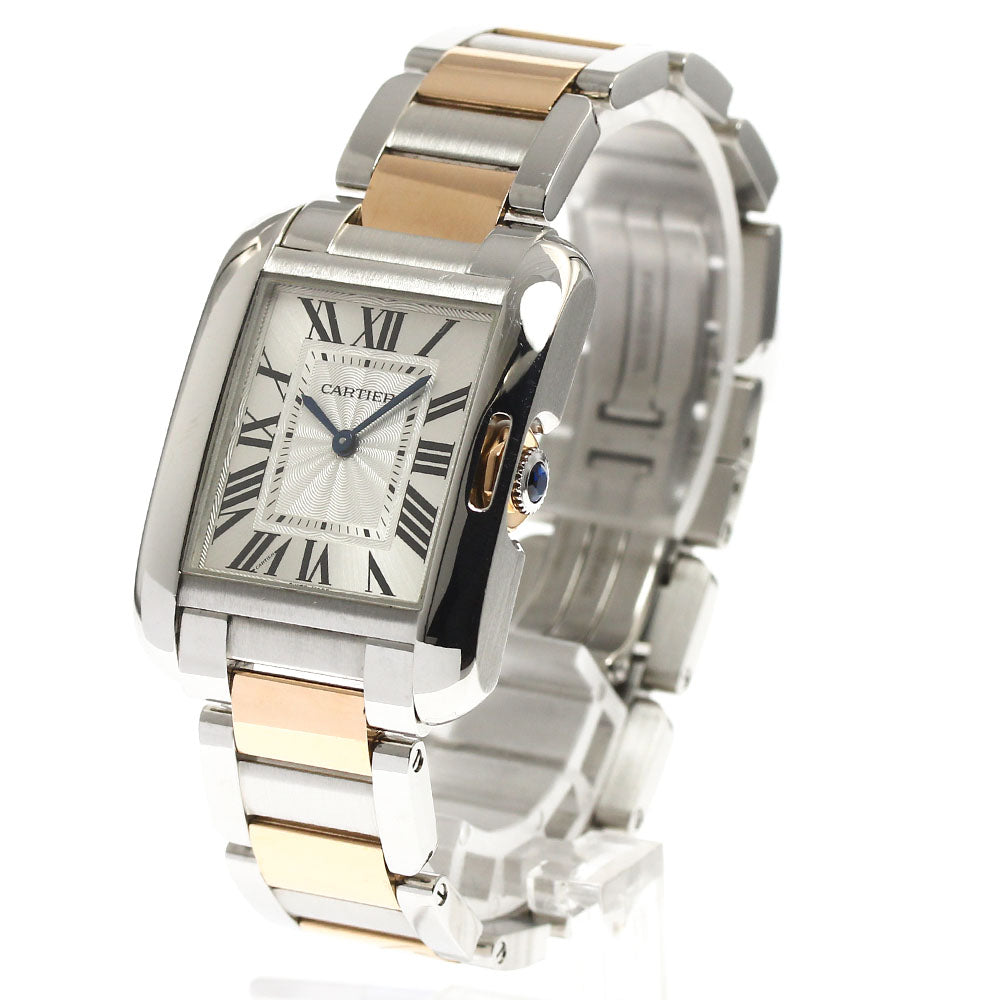 CARTIER Tank Anglaise MM W5310043 2 tone Silver Dial Quartz Boy's Watch_808822