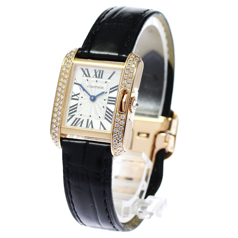 CARTIER Tank Unglades WT100013 K18PG side diamond Silver Dial Quartz Ladies Watch_808827