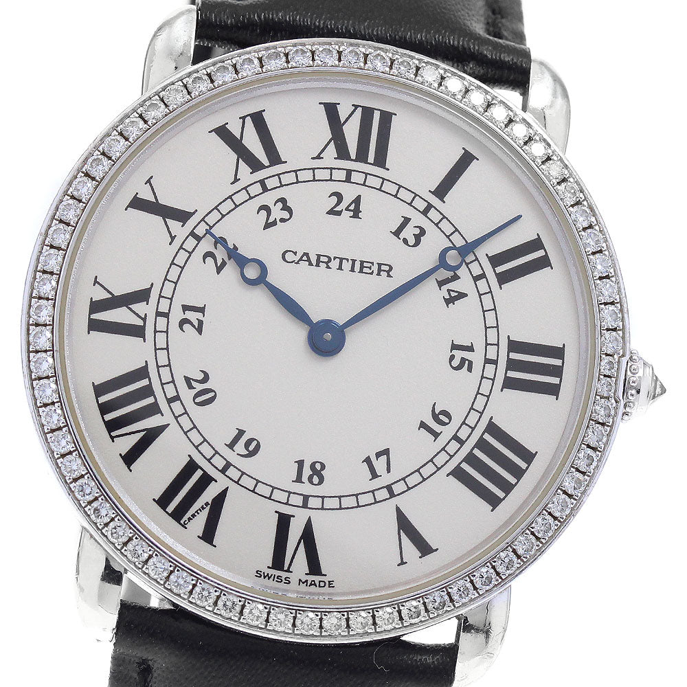 CARTIER Rondo Louis WR000551 K18WG diamond bezel Hand Winding Men's Watch_808829