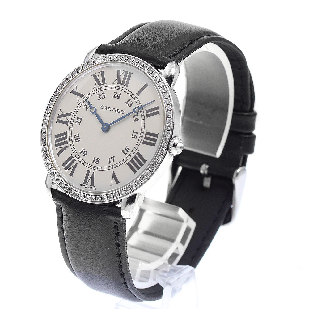 CARTIER Rondo Louis WR000551 K18WG diamond bezel Hand Winding Men's Watch_808829