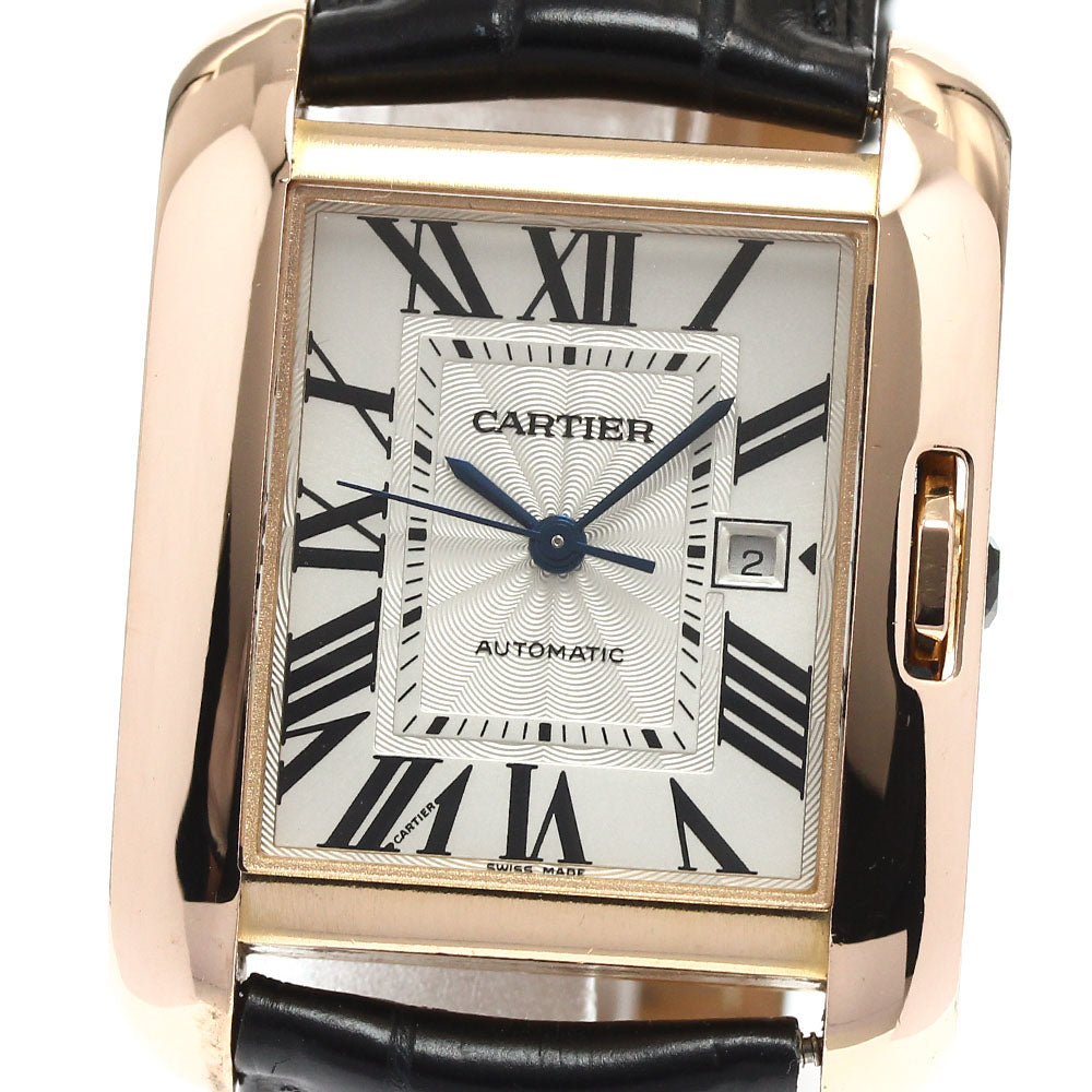 CARTIER Tank Anglaise LM W5310005 K18PG Date Silver Dial Automatic Men's Watch_808832