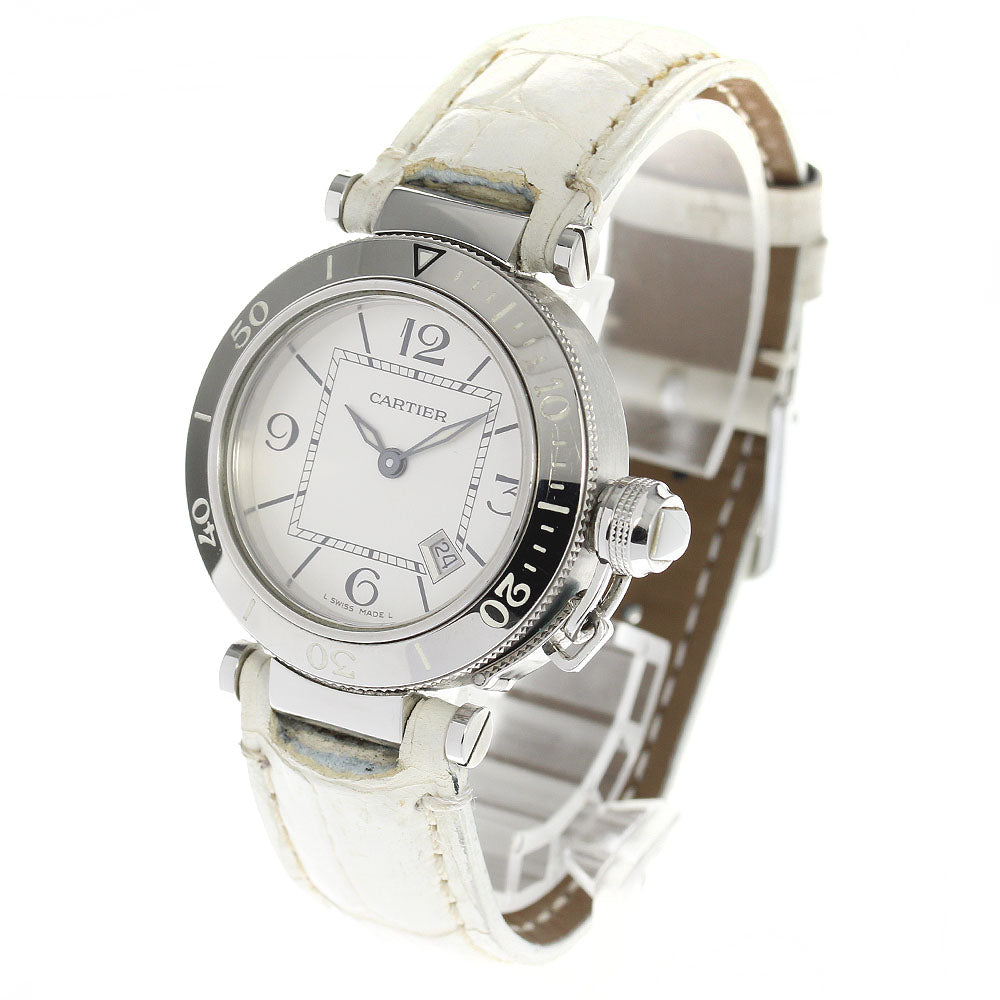 CARTIER Pashashi Timer W3140002 Date Silver Dial Quartz Ladies Watch_808997