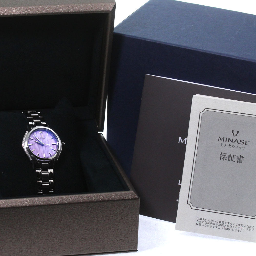 MINASE luna arch UG01-M01NVL-SSBD Diamond Bezel purple Dial Quartz Ladies_809234