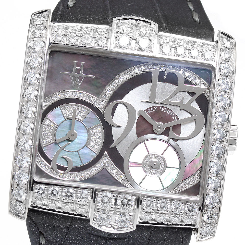 HARRY WINSTON Avenue Square 350/LQTZW K18WG diamond bezel shell dial Black shell Dial Quartz Ladies Watch_809245