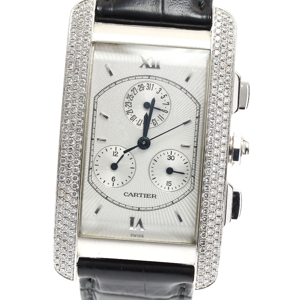 CARTIER Tank American LM Chrono Reflex WB702751 K18WG chronograph Silver Dial Quartz Boy's Watch_809273