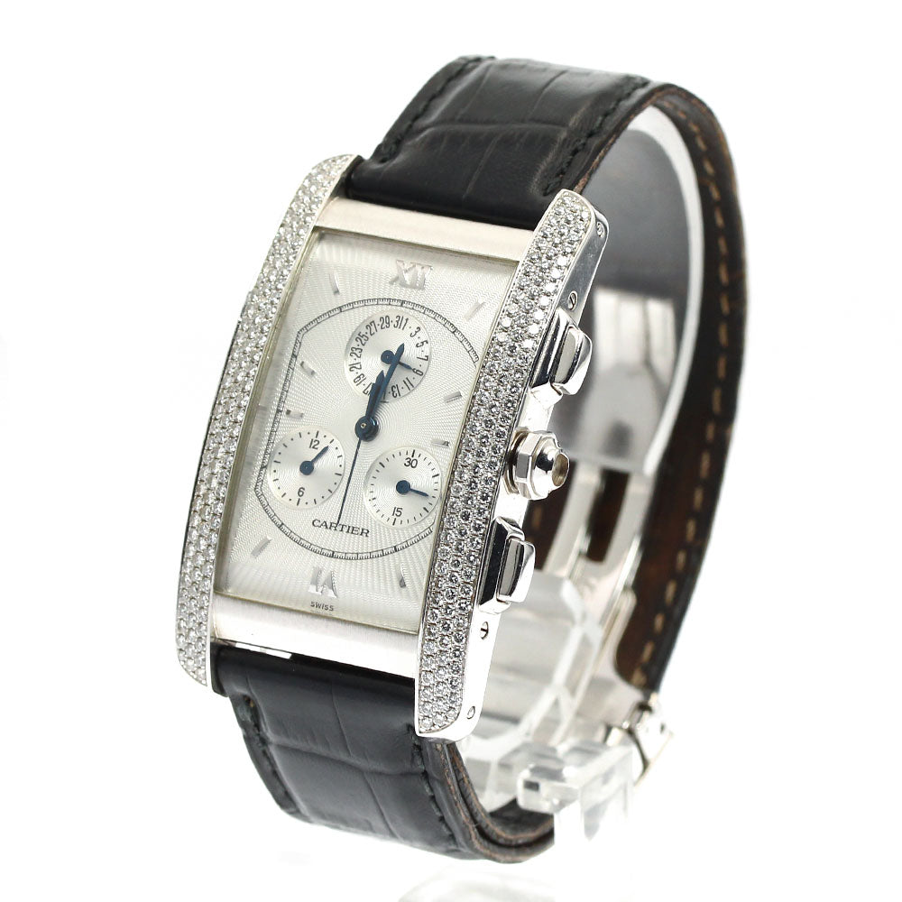 CARTIER Tank American LM Chrono Reflex WB702751 K18WG chronograph Silver Dial Quartz Boy's Watch_809273