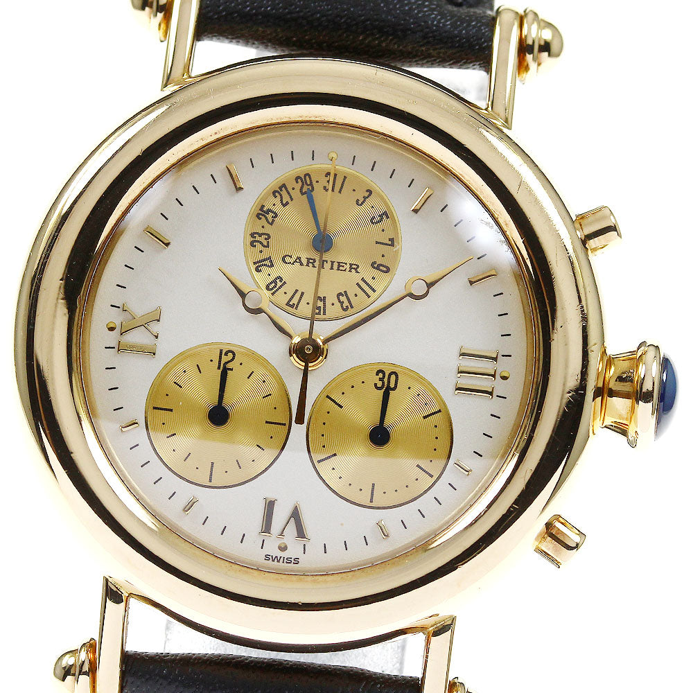 CARTIER Diabolo LM W1508556 K18YG chronograph beige Dial Quartz Boy's_809288