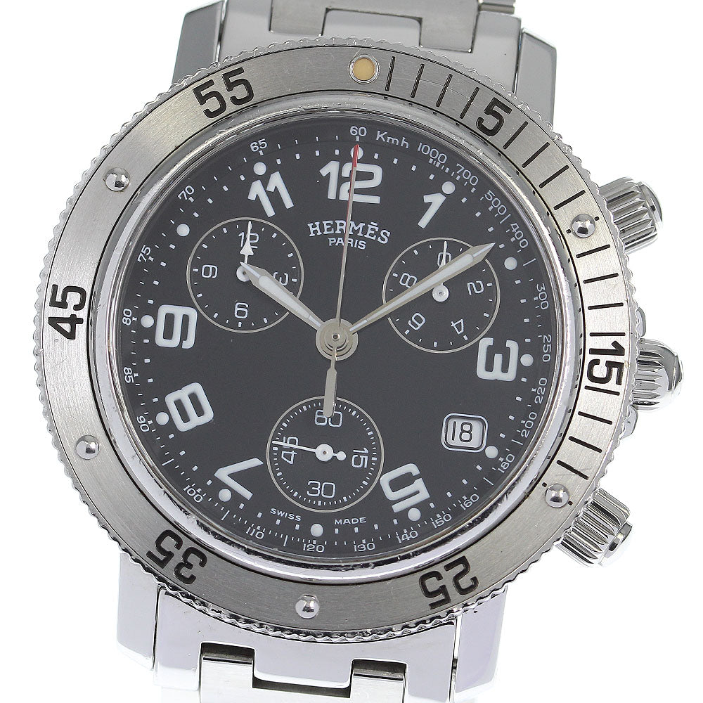 HERMES Clipper diver CL2.910 Chronograph black Dial Quartz Men's Watch_809380
