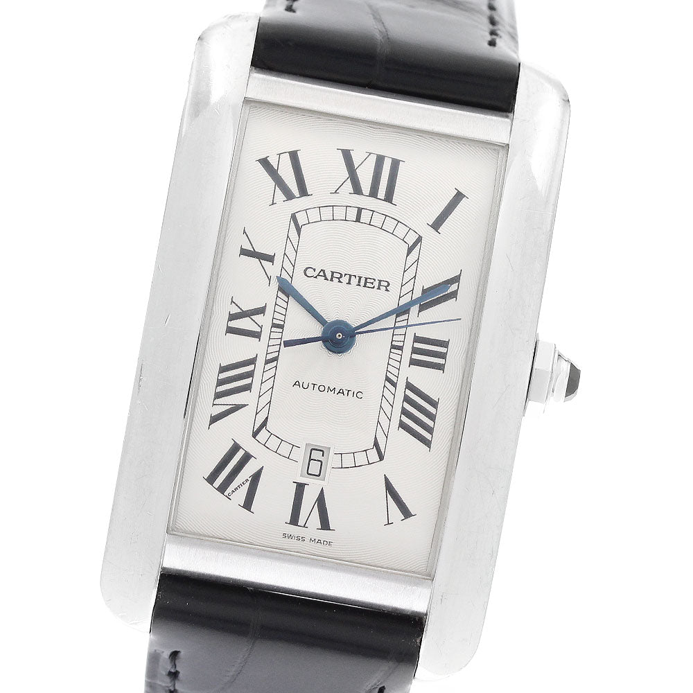 CARTIER Tank American XL W2609956 K18WG Date Silver Dial Automatic Men's Watch_810575