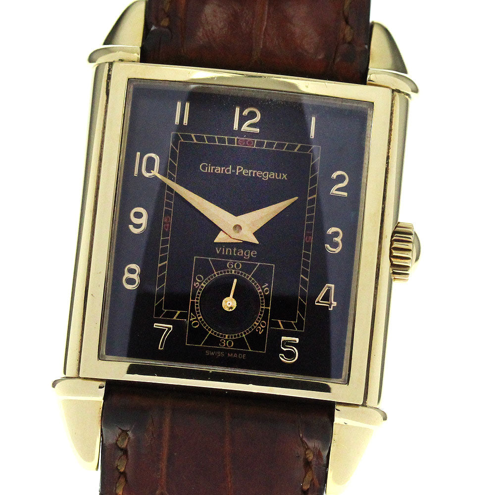 GIRARD PERREGAUX Vintage 1945 2595 18K Yellow Gold black Dial Hand Winding Men's Watch_810685