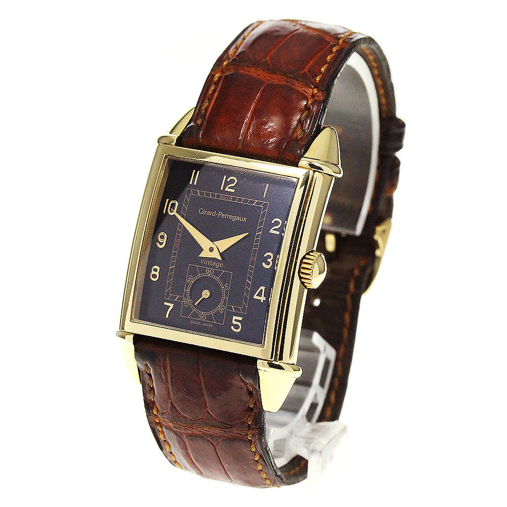 GIRARD PERREGAUX Vintage 1945 2595 18K Yellow Gold black Dial Hand Winding Men's Watch_810685