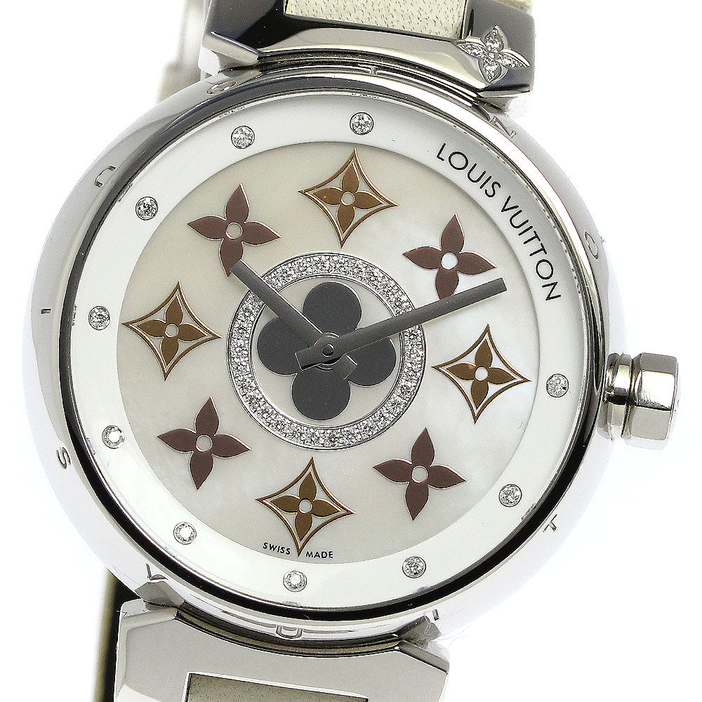 LOUIS VUITTON Tambour Q13MT 10P diamond White shell Dial Quartz Ladies_811466