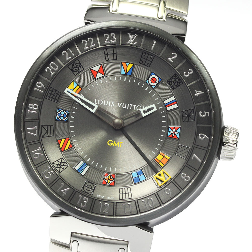 LOUIS VUITTON Tambour Moon Dual Time QA097 GMT Quartz Men's Watch_812164