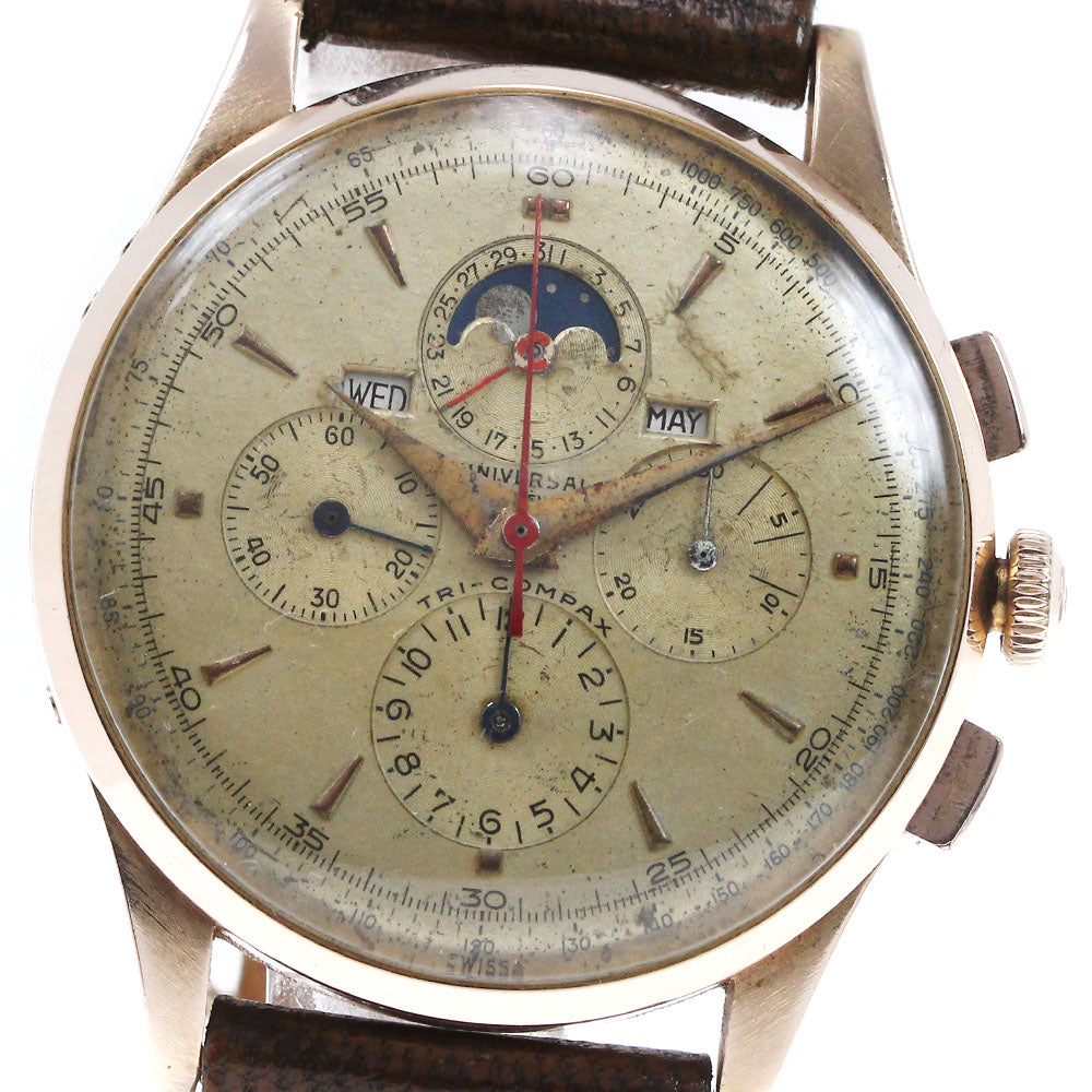 Universal Geneve Tricon Bucks K18PG cal.481 Vintage gold Dial Hand Winding Men's Watch_812226