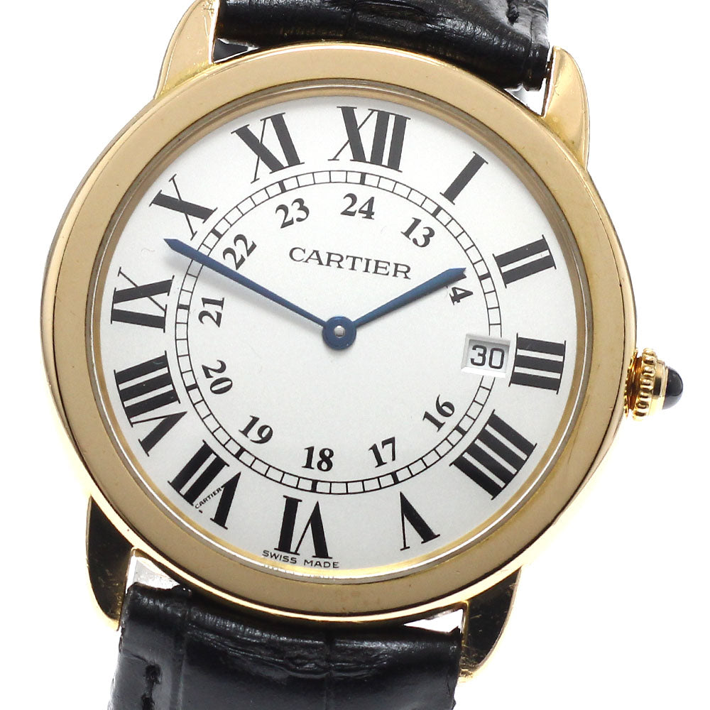 CARTIER Rondo Solo LM W6700455 K18YG date Silver Dial Quartz Men's Watch_812273