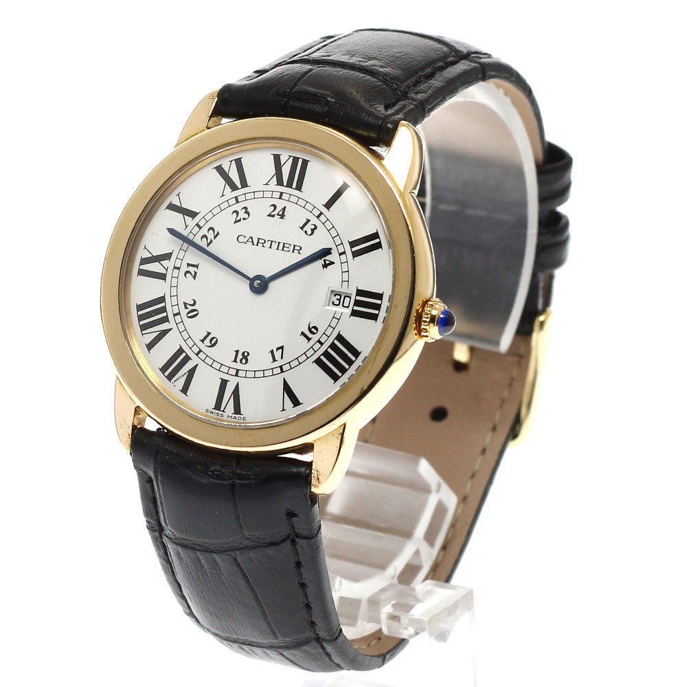 CARTIER Rondo Solo LM W6700455 K18YG date Silver Dial Quartz Men's Watch_812273