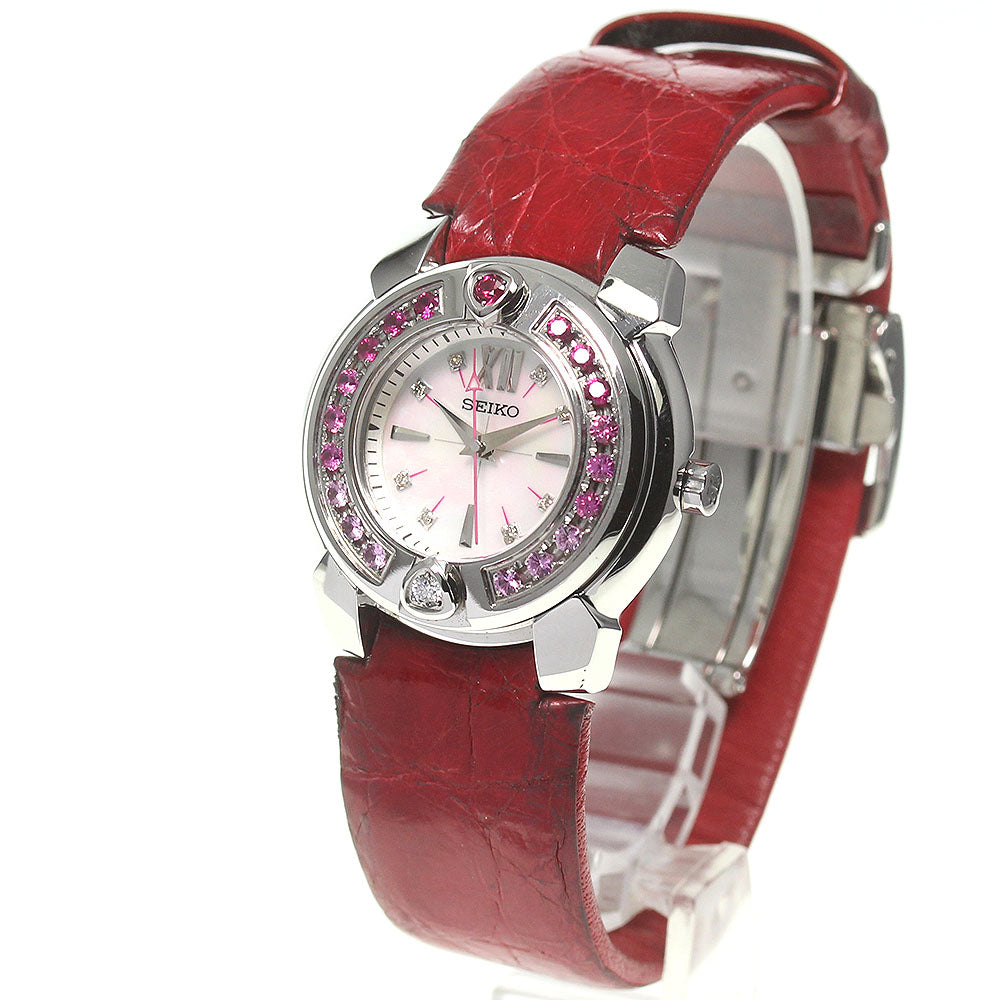 SEIKO M SRXJ033/4J45-0AE1 Pink Sapphire Bezel Pink shell Dial Quartz Ladies Watch_812433