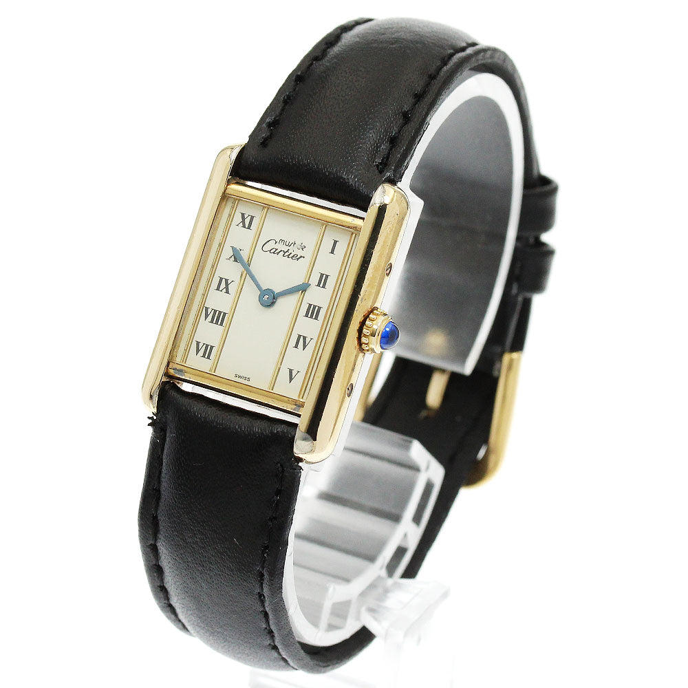 CARTIER Must tank SM white Dial Quartz Ladies Watch_812506