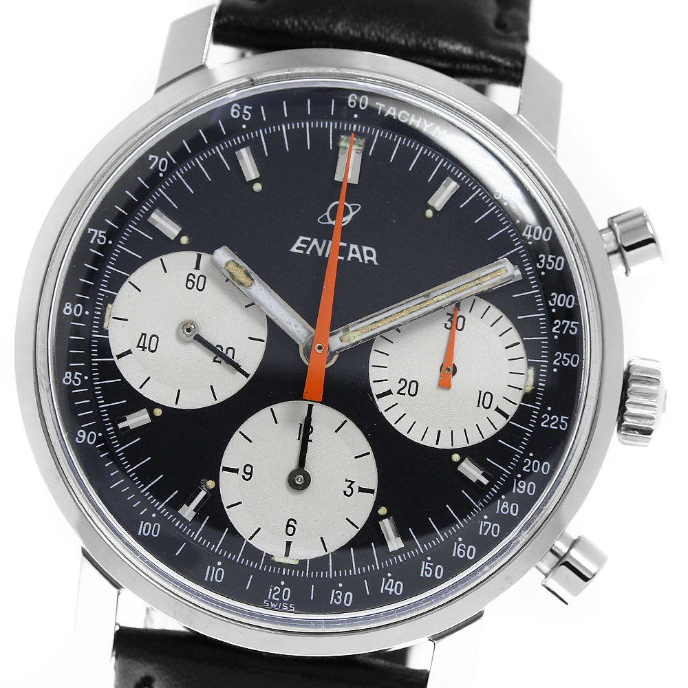 ENICAR Chronograph vintage black Dial Hand Winding Men's Watch_813146