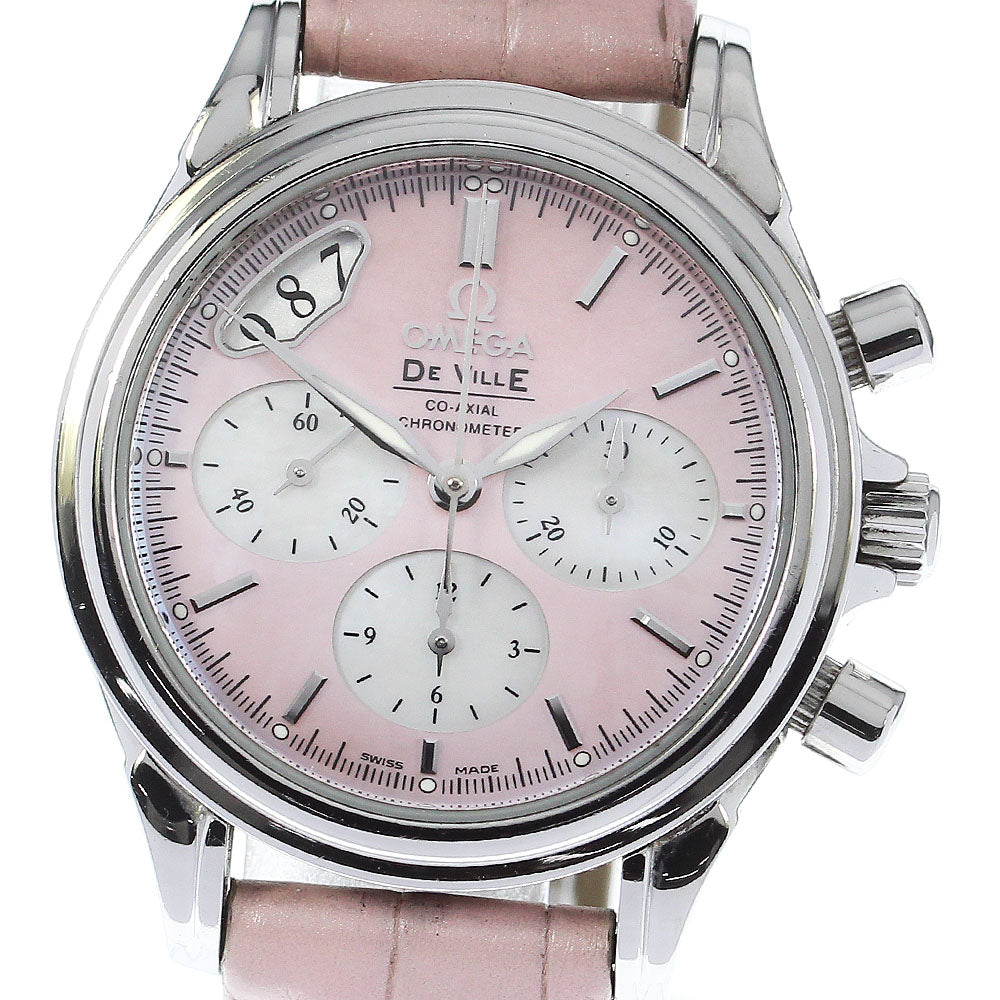 OMEGA De Ville 4878.74.34 Co-Axial Chronograph ピンクシェル/ホワイトシェル Dial Automatic Ladies Watch_813267