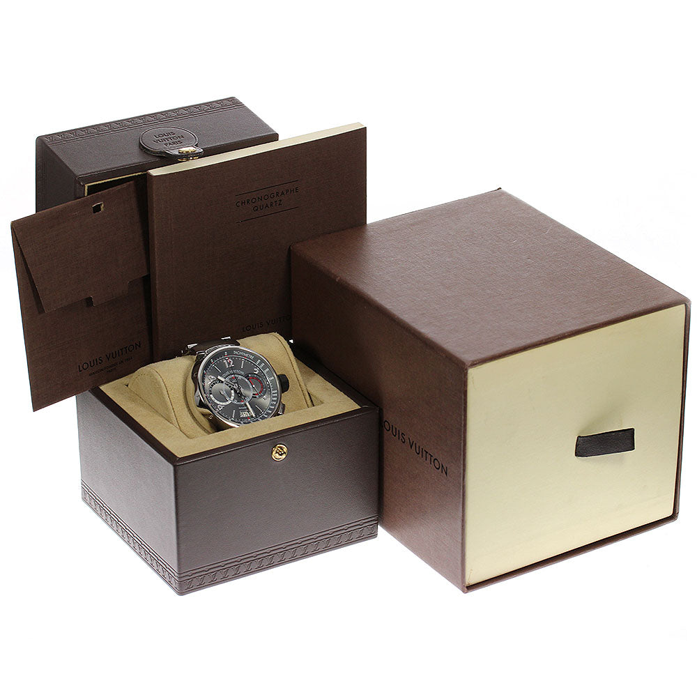 LOUIS VUITTON Tambour Chronograph Voyage Q102N 888 world limited AT Men's_813282
