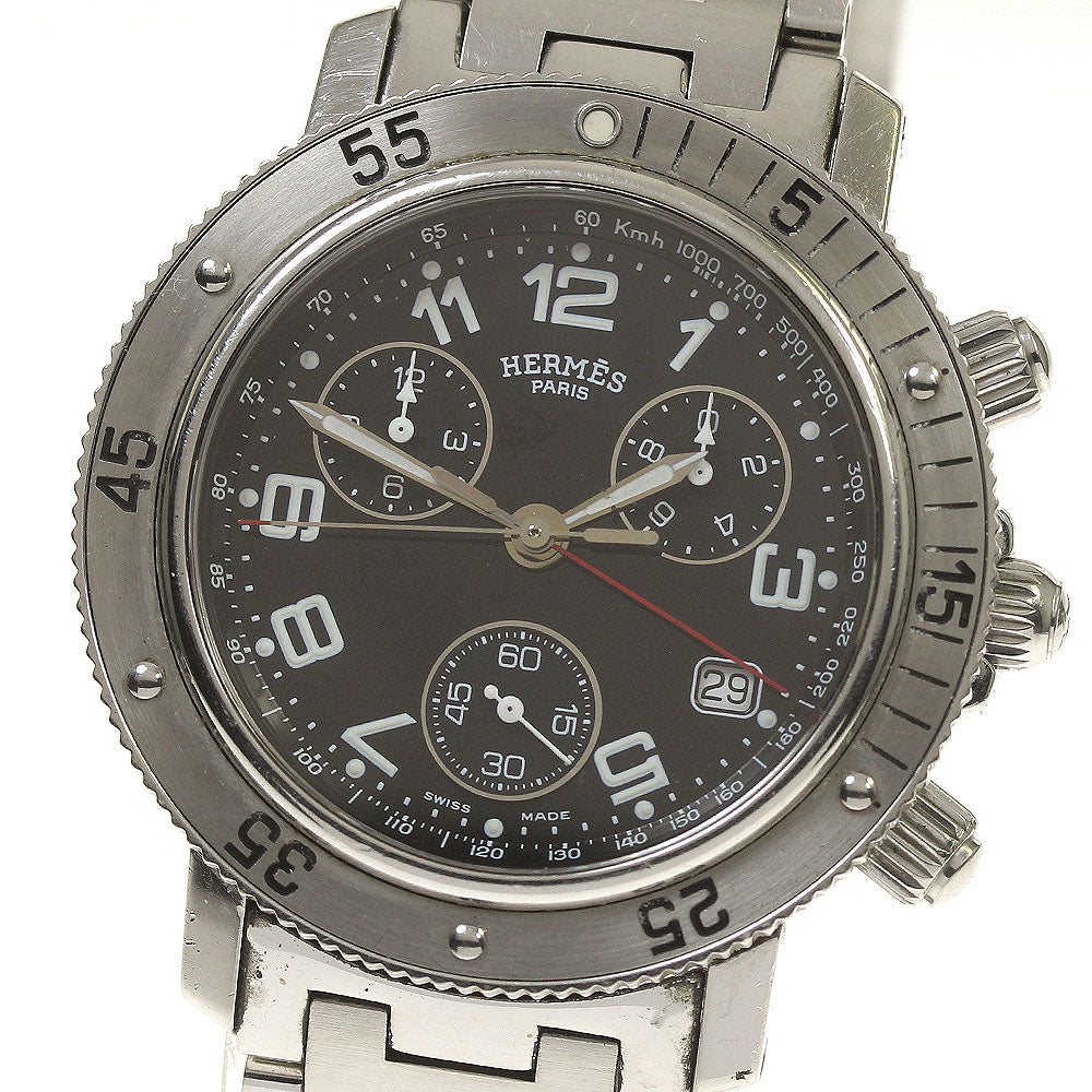 HERMES Clipper diver CL2.910 Chronograph black Dial Quartz Men's Watch_813412