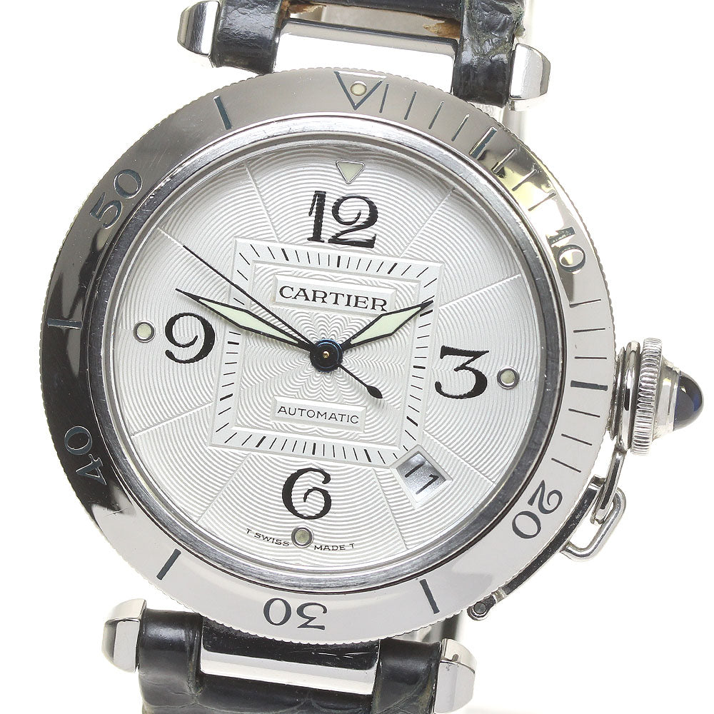 CARTIER Pasha 38mm W3103155 Date Silver Dial Automatic Men's Watch_813965
