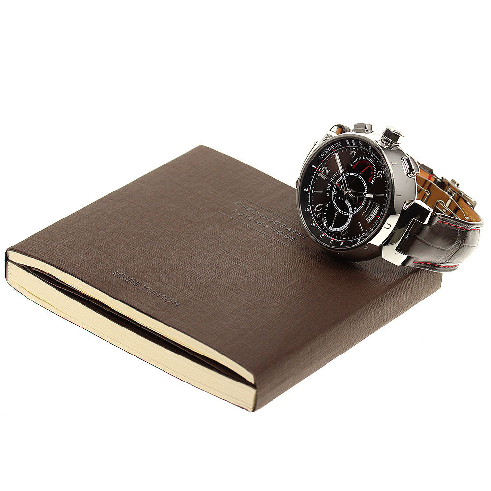 LOUIS VUITTON Tambour Chronograph Voyage Q102A Limited to 688 pieces worldwide Brown Dial Automatic Men's Watch_814056
