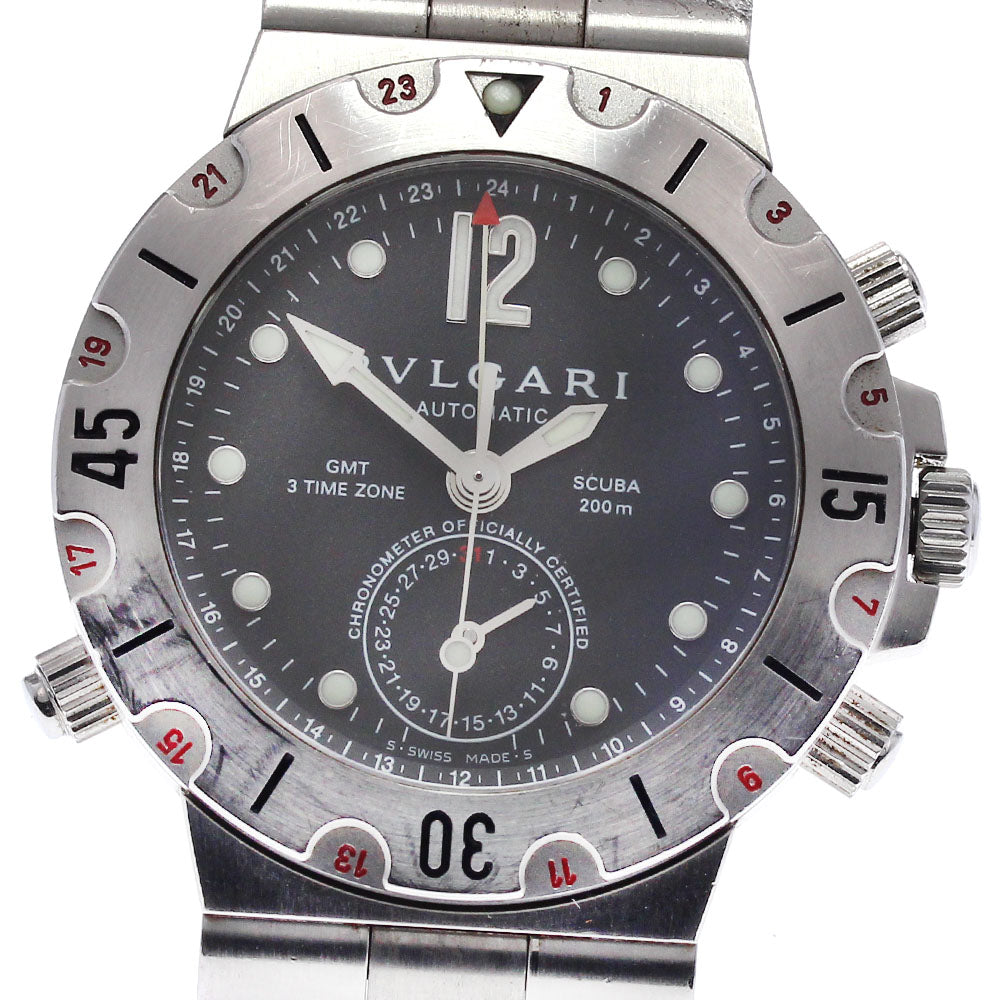 BVLGARI Diagono Scuba SD38SGMT GMT date black Dial Automatic Men's Watch_814090