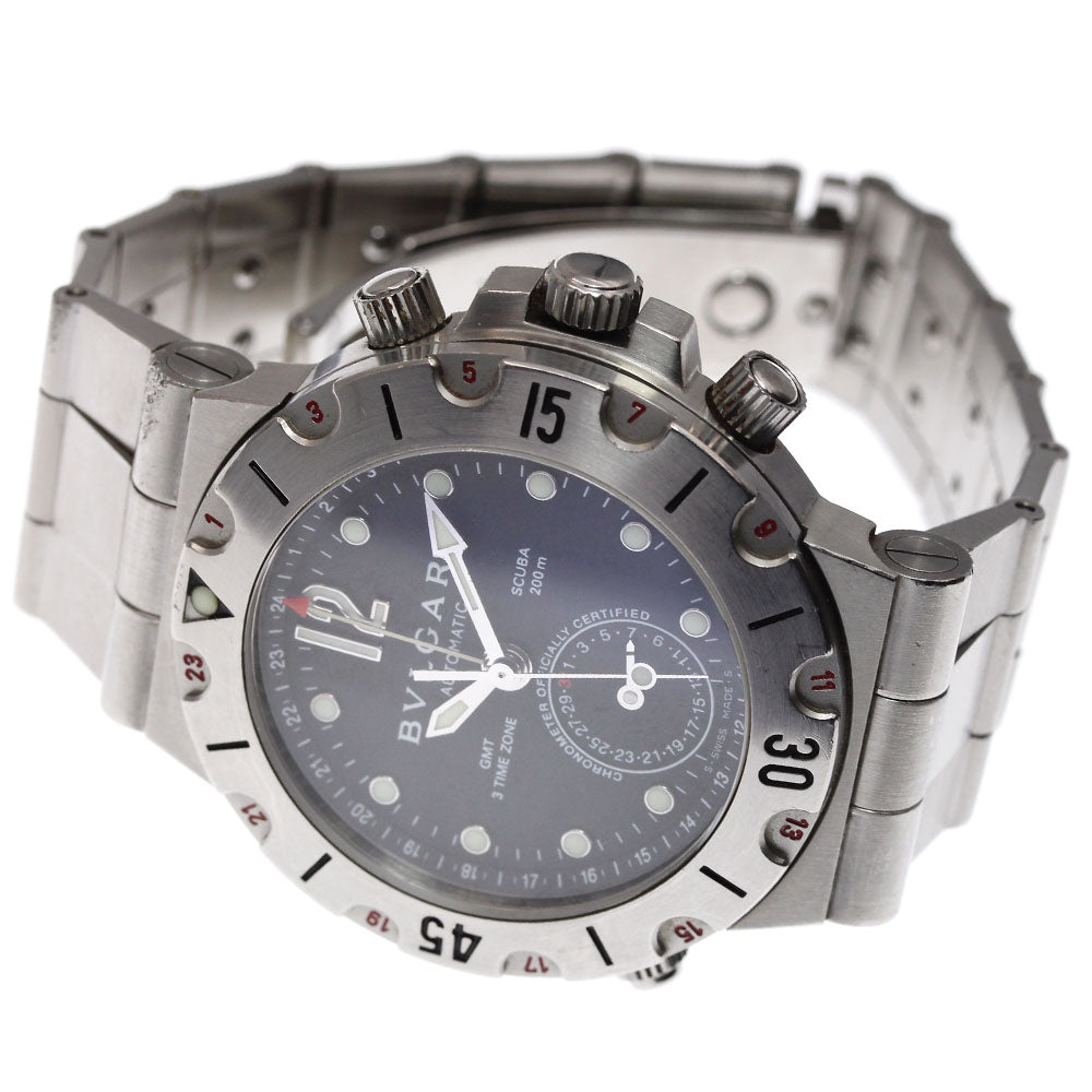 BVLGARI Diagono Scuba SD38SGMT GMT date black Dial Automatic Men's Watch_814090